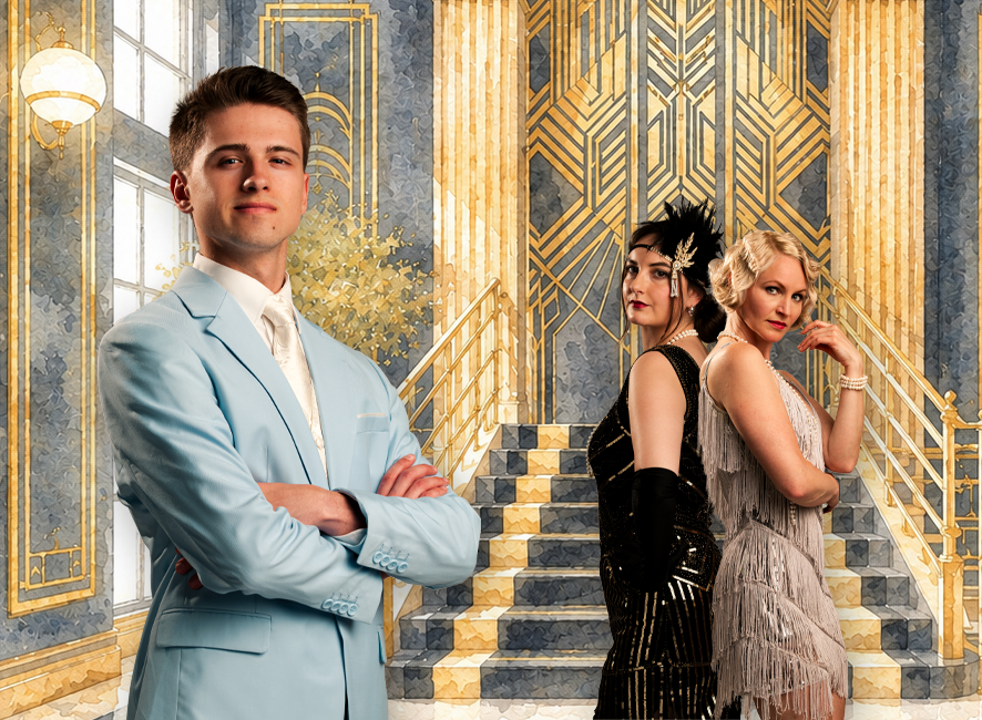 Gatsby und seine Welt aus bunten Lichtern und schönen Frauen
